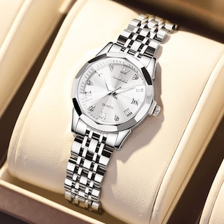 Foto 3 | Foto 3 | Reloj Olevs De Acero Inoxidable Plateado Para Mujer Con Fecha De Diamante - Venta Internacional.