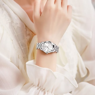 Foto 7 | Foto 7 | Reloj Olevs De Acero Inoxidable Plateado Para Mujer Con Fecha De Diamante - Venta Internacional.