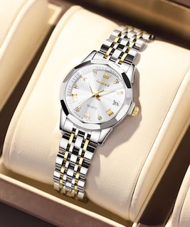 Foto 7 | Foto 7 | Reloj Olevs Para Mujer Con Esfera Blanca Dorada Y Plateada Con Diamante - Venta Internacional.