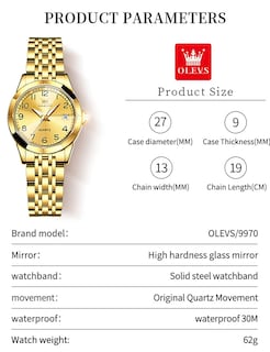Foto 6 | Foto 6 | Reloj Olevs Gold Fashion Dress Diamond Para Mujer, Impermeable - Venta Internacional.