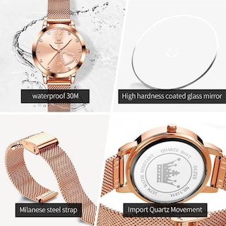 Foto 5 | Foto 5 | Reloj Olevs Rose Gold Para Mujer, Vestido De Moda Impermeable - Venta Internacional.