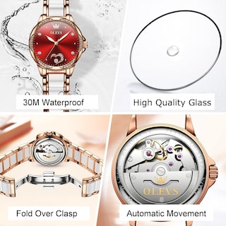 Foto 6 | Foto 6 | Reloj Olevs Esfera Roja Acero Inoxidable para Mujer- Venta Internacional