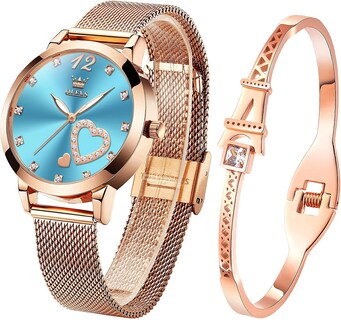 Foto 1 | Foto 1 | Set de Reloj + Pulsera Olevs Dorado Rosa Minimalista para Mujer - Venta Internacional