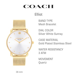 Foto 2 | Foto 2 | Reloj Coach Elliot Elegante Dorado Con Pulsera De Malla Para Mujer - Venta Internacional.