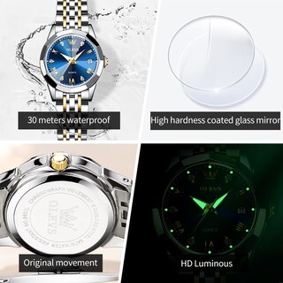 Foto 4 | Foto 4 | Reloj Olevs - Vestido De Moda Para Mujer, Cuarzo Con Diamantes, Azul Y Plateado - Venta Internacional.