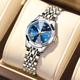Foto 5 | Foto 5 | Reloj Olevs - Vestido De Moda Para Mujer, Cuarzo Con Diamantes, Azul Y Plateado - Venta Internacional.