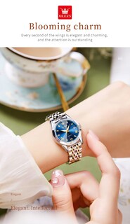 Foto 7 | Foto 7 | Reloj Olevs - Vestido De Moda Para Mujer, Cuarzo Con Diamantes, Azul Y Plateado - Venta Internacional.
