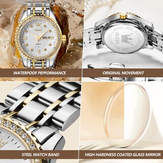 Foto 4 | Foto 4 | Reloj Olevs Small De Acero Inoxidable Dorado Y Plateado Para Mujer - Venta Internacional.