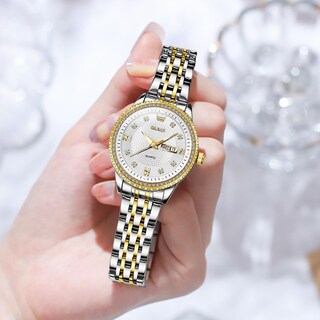 Foto 5 | Foto 5 | Reloj Olevs Small De Acero Inoxidable Dorado Y Plateado Para Mujer - Venta Internacional.