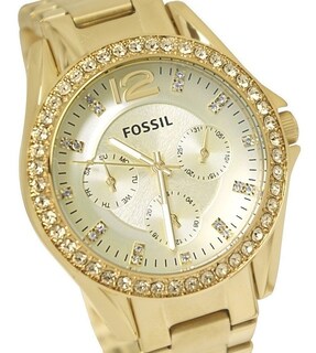 Foto 2 | Foto 2 | Reloj Fossil Mujer Riley Es3203 Caja Redonda 42mm Diámetro Acero Inoxidable Cierre Desplegable Movimiento Cuarzo Dial Dorado