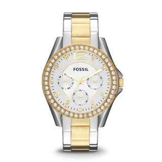 Foto 1 | Foto 1 | Reloj Fossil Mujer Riley Es3204 Caja Redonda 38mm Diámetro Acero Inoxidable Cierre Desplegable Movimiento Cuarzo Dial Plateado
