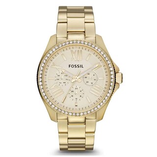 Foto 1 | Foto 1 | Reloj Fossil Mujer Cecile Am4482 Caja Redonda 40mm Diámetro Acero Inoxidable Cierre Desplegable Movimiento Cuarzo Dial Dorado