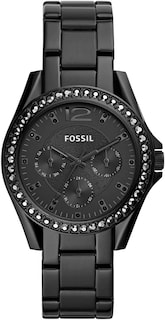 Foto 1 | Foto 1 | Reloj Fossil Mujer Riley Es4519 Caja Redonda 38mm Diámetro Acero Inoxidable Cierre Desplegable Movimiento Cuarzo Dial Negro
