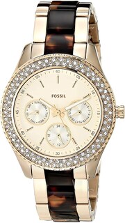 Foto 1 | Foto 1 | Reloj Fossil Mujer Stella Es4756 Caja Redonda 38mm Diámetro Acero Inoxidable Cierre Desplegable Movimiento Cuarzo Dial Dorado