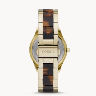 Foto 3 | Foto 3 | Reloj Fossil Mujer Stella Es4756 Caja Redonda 38mm Diámetro Acero Inoxidable Cierre Desplegable Movimiento Cuarzo Dial Dorado