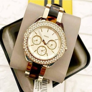 Foto 5 | Foto 5 | Reloj Fossil Mujer Stella Es4756 Caja Redonda 38mm Diámetro Acero Inoxidable Cierre Desplegable Movimiento Cuarzo Dial Dorado