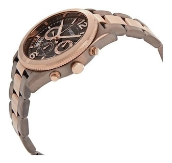 Foto 5 | Foto 5 | Reloj Fossil Mujer Boyfriend Es4284 Caja Redonda 39mm Diámetro Acero Inoxidable Cierre Desplegable Movimiento Cuarzo Dial Marrón