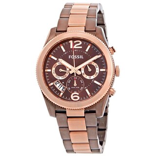 Foto 6 | Foto 6 | Reloj Fossil Mujer Boyfriend Es4284 Caja Redonda 39mm Diámetro Acero Inoxidable Cierre Desplegable Movimiento Cuarzo Dial Marrón