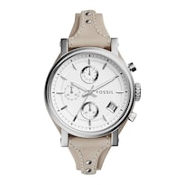 Reloj Fossil Mujer Boyfriend Es3811 Caja Redonda 38mm Diámetro Acero Inoxidable Cierre Hebilla Movimiento Cuarzo Dial Blanco
