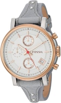 Reloj Fossil Mujer Boyfriend Es4045 Caja Redonda 38mm Diámetro Acero Inoxidable Cierre Hebilla Movimiento Cuarzo Dial Gris