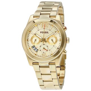 Foto 2 | Foto 2 | Reloj Fossil Mujer Boyfriend Es3884 Caja Redonda 40mm Diámetro Acero Inoxidable Cierre Desplegable Movimiento Cuarzo Dial Dorado