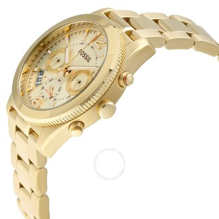 Foto 3 | Foto 3 | Reloj Fossil Mujer Boyfriend Es3884 Caja Redonda 40mm Diámetro Acero Inoxidable Cierre Desplegable Movimiento Cuarzo Dial Dorado