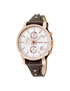 Foto 2 | Foto 2 | Reloj Fossil Mujer Boyfriend Es3616 Caja Redonda 38mm Diámetro Acero Inoxidable Cierre Hebilla Movimiento Cuarzo Dial Blanco