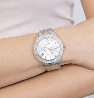 Foto 5 | Foto 5 | Reloj Guess Mujer Bedazzle W1097l1 Caja Redonda 40mm Diámetro Acero Inoxidable Cierre Desplegable Movimiento Cuarzo