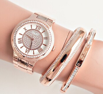 Foto 5 | Foto 5 | Reloj Guess Mujer Damenuhr W0637l3 Caja Redonda 36mm Diámetro Acero Inoxidable Cierre Desplegable Movimiento Cuarzo Dial Rose