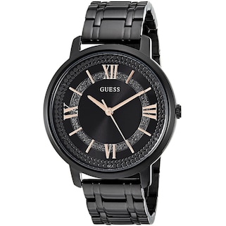 Foto 1 | Foto 1 | Reloj Guess Mujer Montauk W0933l4 Caja Redonda 40mm Diámetro Acero Inoxidable Cierre Desplegable Movimiento Cuarzo Dial Negro