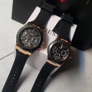 Foto 4 | Foto 4 | Reloj Guess Mujer Classic W1094l6 Caja Redonda 39mm Diámetro Acero Inoxidable Cierre Hebilla Movimiento Cuarzo Dial Negro