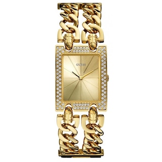 Foto 2 | Foto 2 | Reloj Guess Mujer Heavy W0072l1 Caja Rectangular 30mm Diámetro Acero Inoxidable Cierre Desplegable Movimiento Cuarzo Dial Dorado