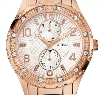 Foto 2 | Foto 2 | Reloj Guess Mujer Chelsea W0442l3 Caja Redonda Ø 38.5mm Acero Inoxidable Cierre Desplegable Movimiento Cuarzo Dial Blanco