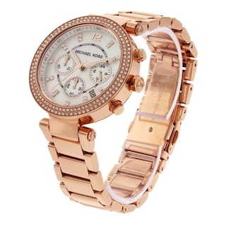 Foto 3 | Foto 3 | Reloj Michael Kors Mujer Parker Mk5491 Caja Redonda 39mm Diámetro Acero Inoxidable Cierre Desplegable Movimiento Cuarzo