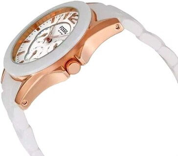 Foto 1 | Foto 1 | Reloj Fossil Mujer Cerámica Ce1006 Caja Redonda 50mm Diámetro Acero Inoxidable Cierre Hebilla Movimiento Cuarzo Dial Blanco