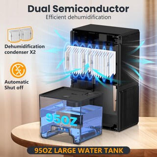 Foto 3 | Foto 3 | Deshumidificador Tolife Para Dormitorio De 2,8 L Con Apagado Automático De 90 M², Color Negro - Venta Internacional.