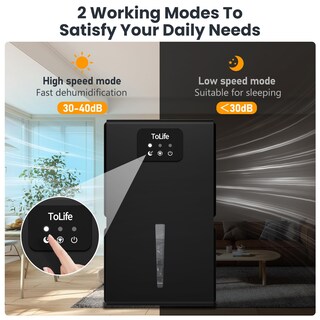 Foto 4 | Foto 4 | Deshumidificador Tolife Para Dormitorio De 2,8 L Con Apagado Automático De 90 M², Color Negro - Venta Internacional.