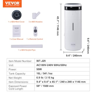Foto 7 | Foto 7 | Humidificador Vevor Para Hogar, Habitación Grande, 120 M², 16 L, Con Luz Nocturna - Venta Internacional.