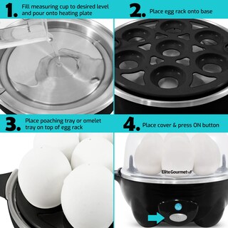 Foto 6 | Foto 6 | Máquina para Cocer Huevos Elite Gourmet Egc-007b# Rapid 7 Huevos Negro - Venta Internacional