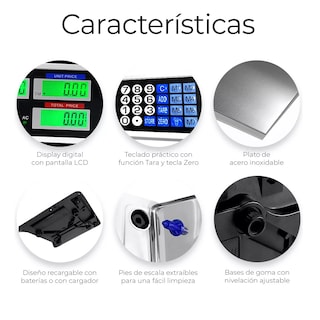 Foto 2 | Foto 2 | Báscula Digital 40 Kg Comercial con Pantalla LCD Función Tara