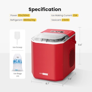 Foto 7 | Foto 7 | Máquina Para Hacer Cubitos De Hielo Vivohome, Eléctrica, Portátil, 26.5 Libras/día, Roja - Venta Internacional.