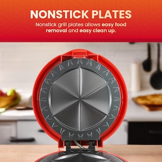 Foto 5 | Foto 5 | Máquina Eléctrica Para Hacer Quesadillas Elite Gourmet Eqd-118 6 Cuñas Color Rojo - Venta Internacional.