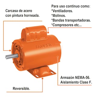 Foto 3 | Foto 3 | Motor Eléctrico Monofasico Alta 1 Hp De 3450rpm Truper Uso Continuo General