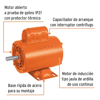 Foto 4 | Foto 4 | Motor Eléctrico Monofasico Alta 1 Hp De 3450rpm Truper Uso Continuo General