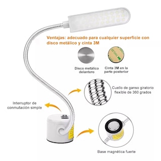 Foto 3 | Foto 3 | Lámpara de Luz Magnétic para Maquina de Coser Eo Safe Imports Esi-14699 Blanca 2 piezas