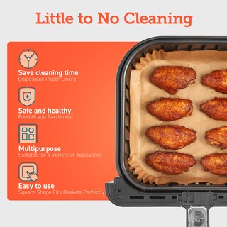 Foto 2 | Foto 2 | Forros para Freidora Air Fryer Cosori 100 Piezas Papel Cuadrado Desechable de 6.5 Pulgadas - Venta Internacional