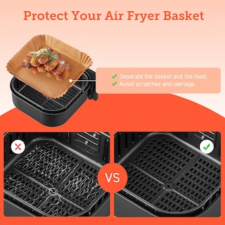 Foto 7 | Foto 7 | Forros para Freidora Air Fryer Cosori 100 Piezas Papel Cuadrado Desechable de 6.5 Pulgadas - Venta Internacional
