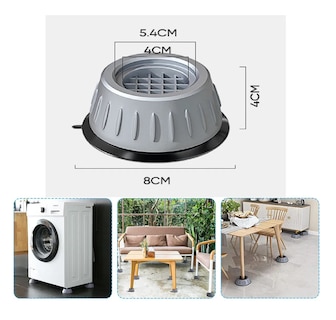 Foto 4 | Foto 4 | 8 Pcs Soporte De Lavadora Y Secadora Antisísmica Gris Negro