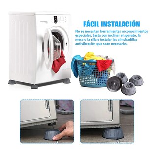 Foto 5 | Foto 5 | 8 Pcs Soporte De Lavadora Y Secadora Antisísmica Gris Negro