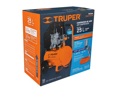 Foto 2 | Foto 2 | Compresor Horizontal Truper 25 L 3 Hp Manguera de PVC y Pistola